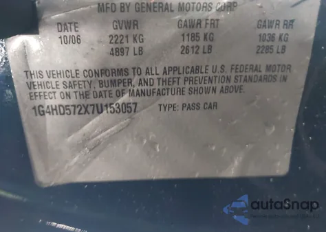 2007 Buick Lucerne Cxl from USA, damaged, VIN 1G4HD572X7U153057